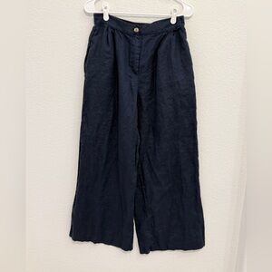 Magaschoni Women’s Navy Blue 100% Linen Pants